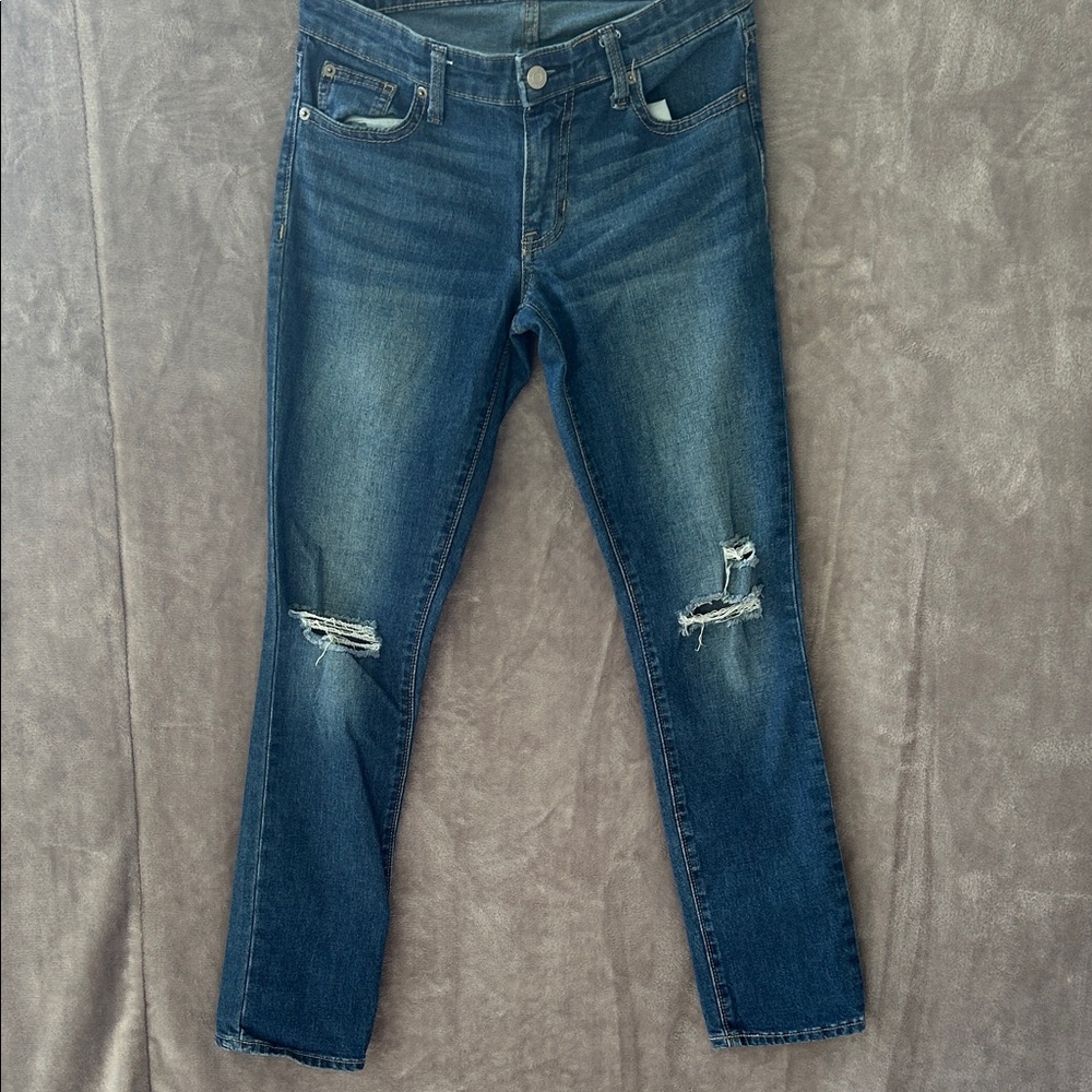 GAP Women's Ripped Skinny Jeans - Dark Blue